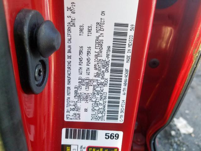 3TMCZ5AN4KM276613 - 2019 TOYOTA TACOMA DOUBLE CAB  照片 10