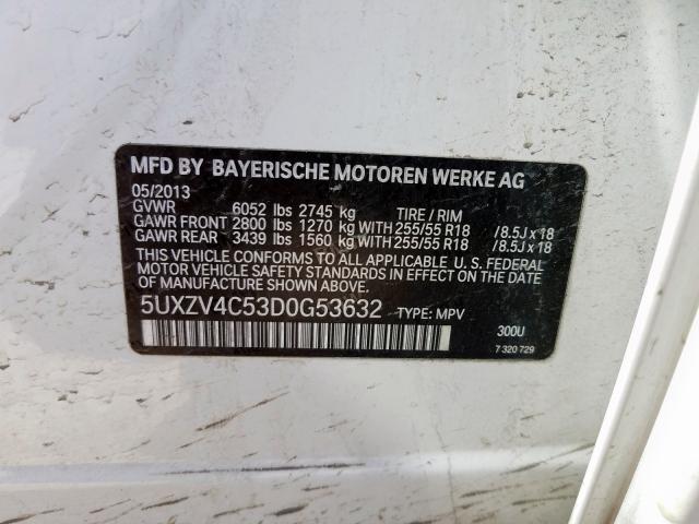 5UXZV4C53D0G53632 - 2013 BMW X5 XDRIVE35I  photo 10