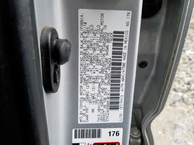 3TMJU4GN9AM101411 - 2010 TOYOTA TACOMA DOUBLE CAB PRERUNNER  photo 10