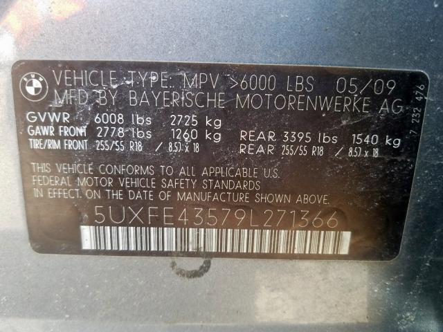 5UXFE43579L271366 - 2009 BMW X5 XDRIVE30I  photo 10