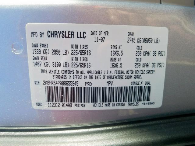 2A8HR54P08R655945 - 2008 CHRYSLER TOWN & COUNTRY TOURING  photo 10