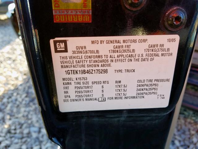 1GTEK19B46Z175298 - 2006 GMC NEW SIERRA K1500  photo 10