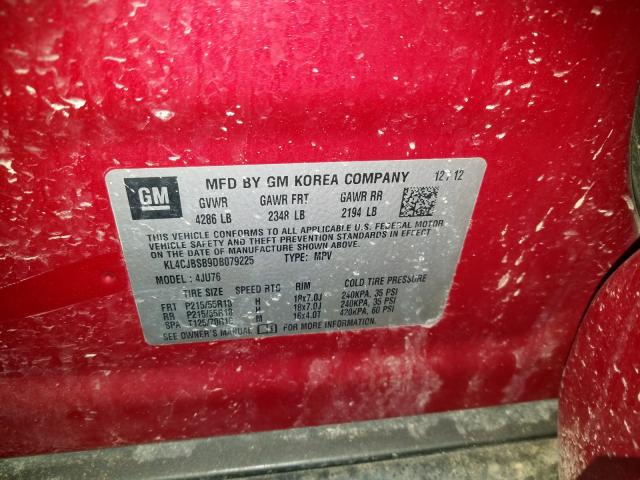 KL4CJBSB9DB079225 - 2013 BUICK ENCORE CONVENIENCE  照片 10