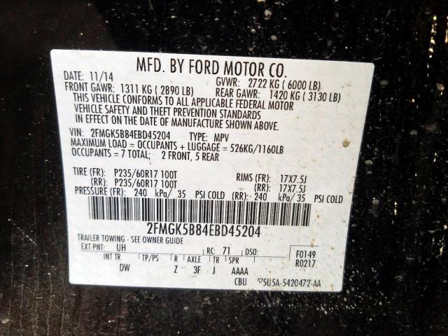 2FMGK5B84EBD45204 - 2014 FORD FLEX SE  photo 10