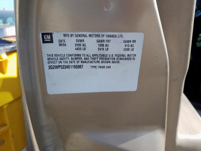 2G2WP522451160867 - 2005 PONTIAC GRAND PRIX  լուսանկար 10