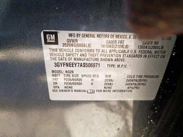 3GYFNEEY7AS506971 - 2010 CADILLAC SRX PERFORMANCE COLLECTION  фото 10