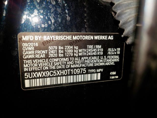 5UXWX9C5XH0T10975 - 2017 BMW X3 XDRIVE28I  photo 10