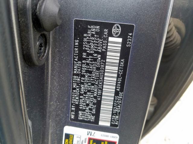 4T1BF3EK5AU503872 - 2010 TOYOTA CAMRY BASE  photo 10