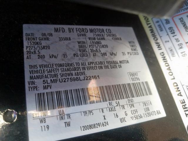 5LMFU27598LJ22161 - 2008 LINCOLN NAVIGATOR  照片 10