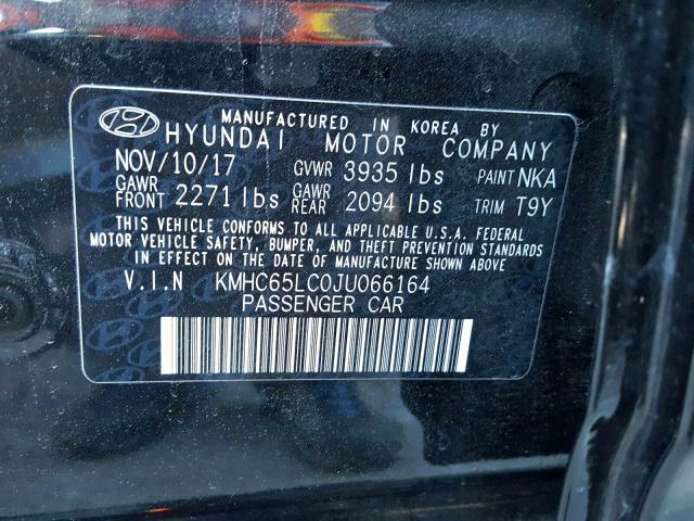 KMHC65LC0JU066164 - 2018 HYUNDAI IONIQ BLUE  photo 10