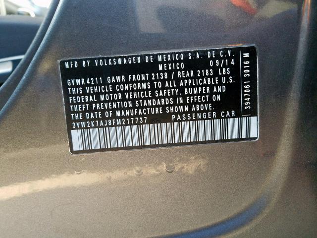 3VW2K7AJ8FM217737 - 2015 VOLKSWAGEN JETTA BASE  照片 10