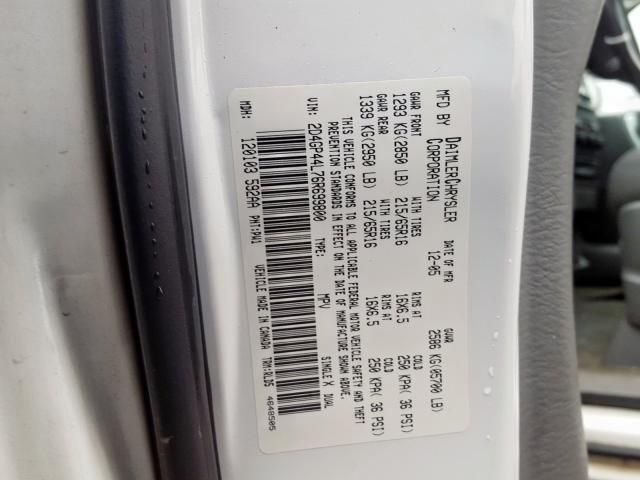 2D4GP44L76R699800 - 2006 DODGE GRAND CARAVAN SXT  photo 10