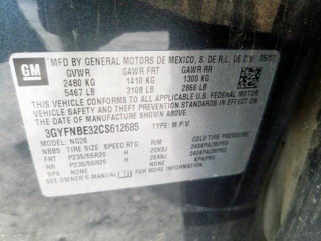 3GYFNBE32CS612685 - 2012 CADILLAC SRX PERFORMANCE COLLECTION  фото 10