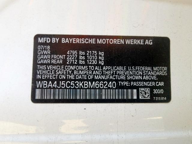 WBA4J5C53KBM66240 - 2019 BMW 440I GRAN COUPE  photo 10