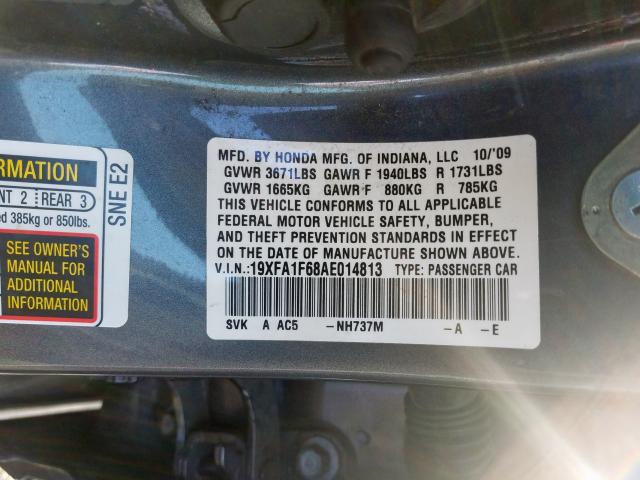 19XFA1F68AE014813 - 2010 HONDA CIVIC LX-S  photo 10