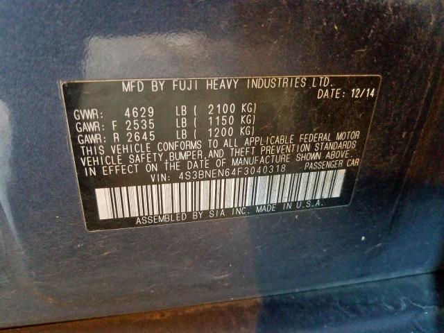 4S3BNEN64F3040318 - 2015 SUBARU LEGACY 3.6R LIMITED  photo 10