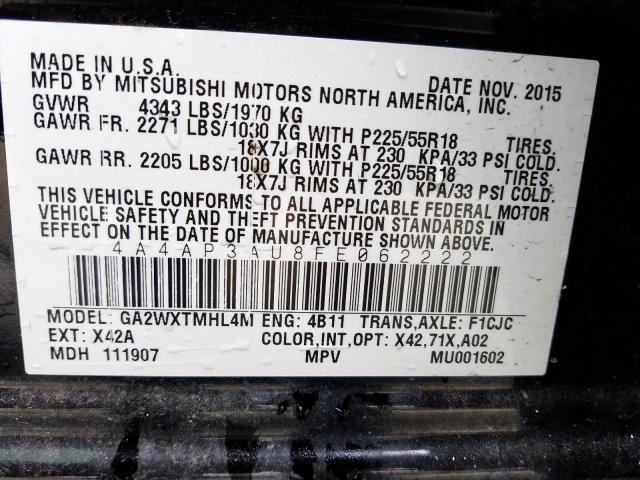 4A4AP3AU8FE062222 - 2015 MITSUBISHI OUTLANDER SPORT ES  photo 10