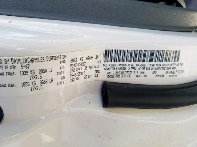 1J8HG48K37C661910 - 2007 JEEP COMMANDER  ფოტო 10