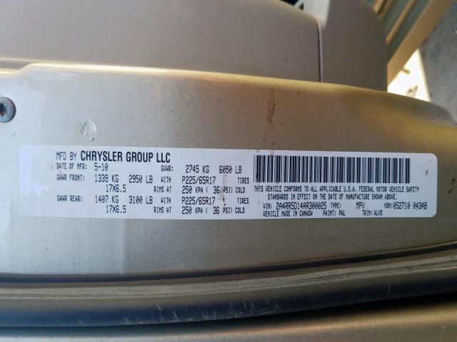 2A4RR5D14AR300025 - 2010 CHRYSLER TOWN & COUNTRY TOURING  photo 10