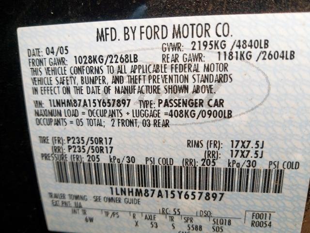 1LNHM87A15Y657897 - 2005 LINCOLN LS  照片 10