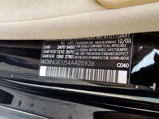 WDBNG83J54A405936 - 2004 MERCEDES-BENZ S 430 4MATIC  photo 10