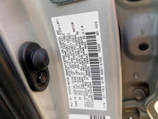 5TEJU62N27Z439294 - 2007 TOYOTA TACOMA DOUBLE CAB PRERUNNER  photo 10