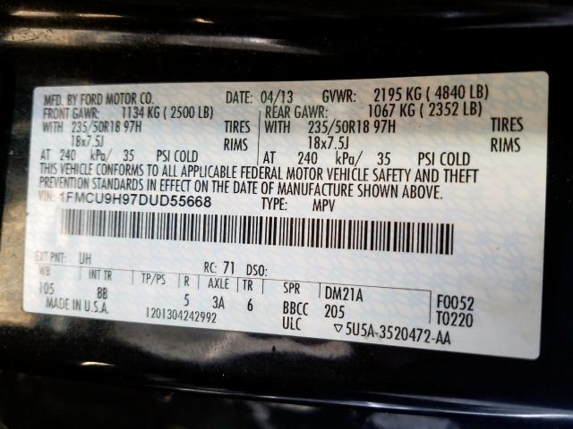 1FMCU9H97DUD55668 - 2013 FORD ESCAPE SEL  photo 10