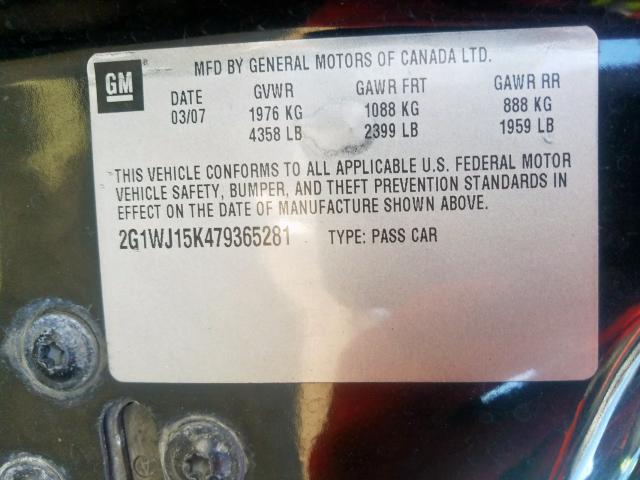 2G1WJ15K479365281 - 2007 CHEVROLET MONTE CARLO LS  photo 10