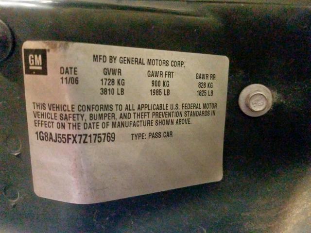 1G8AJ55FX7Z175769 - 2007 SATURN ION LEVEL 2  photo 10