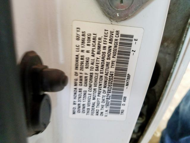 19XFB2F9XDE020341 - 2013 HONDA CIVIC EXL  照片 10