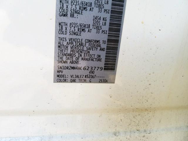 5N1DR2MN4HC623779 - 2017 NISSAN PATHFINDER S  foto 10