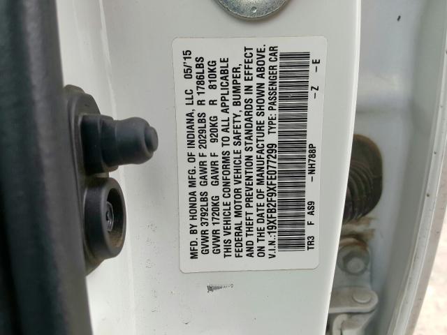 19XFB2F9XFE077299 - 2015 HONDA CIVIC EXL  照片 10