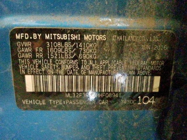 ML32F3FJ8HHF08941 - 2017 MITSUBISHI MIRAGE G4 ES  ფოტო 10
