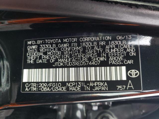 JTDKTUD3XED574407 - 2014 TOYOTA YARIS BLACK photo 10