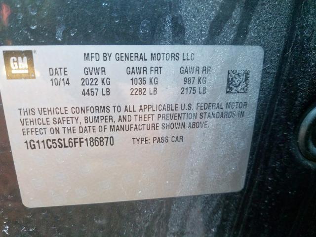 1G11C5SL6FF186870 - 2015 CHEVROLET MALIBU 1LT  照片 10