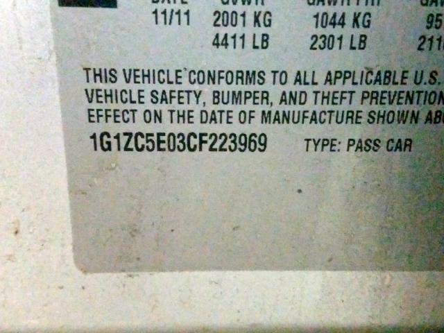 1G1ZC5E03CF223969 - 2012 CHEVROLET MALIBU 1LT  照片 10