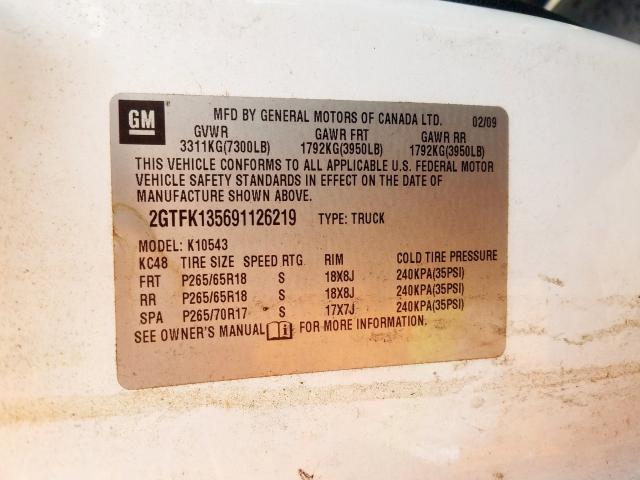 2GTFK135691126219 - 2009 GMC SIERRA K1500 HYBRID  photo 10