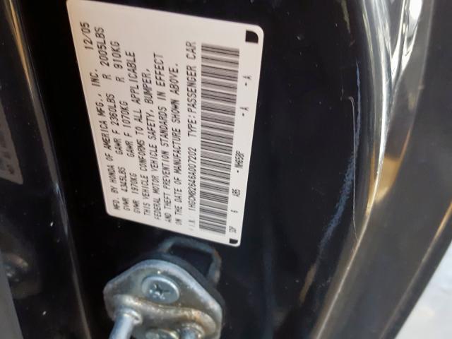 1HGCM82646A007202 - 2006 HONDA ACCORD EX  photo 10