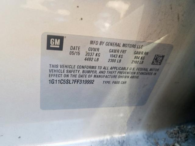 1G11C5SL7FF319992 - 2015 CHEVROLET MALIBU 1LT  照片 10