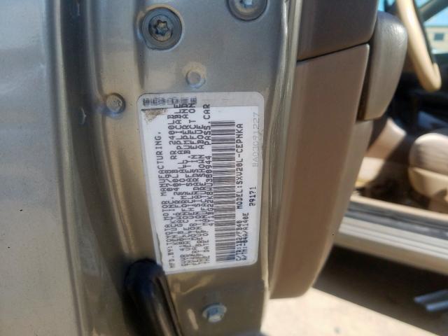 4T1BG22K8WU380944 - 1998 TOYOTA CAMRY CE  photo 10