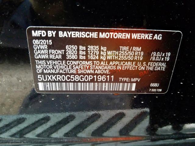 5UXKR0C58G0P19611 - 2016 BMW X5 XDRIVE35I  photo 10