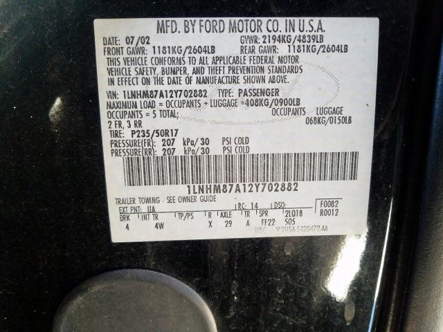 1LNHM87A12Y702882 - 2002 LINCOLN LS  照片 10