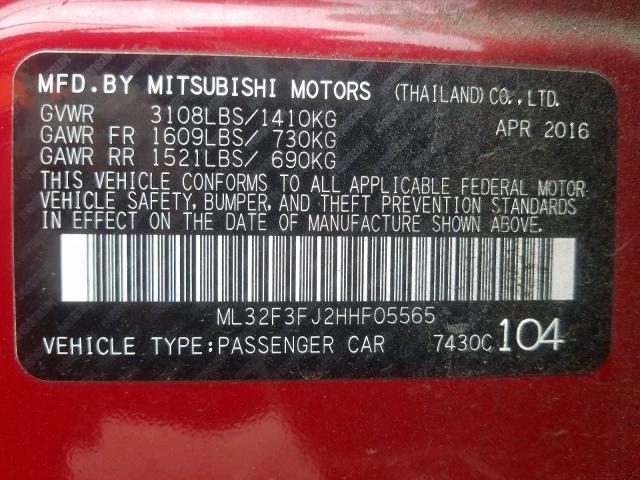 ML32F3FJ2HHF05565 - 2017 MITSUBISHI MIRAGE G4 ES  foto 10