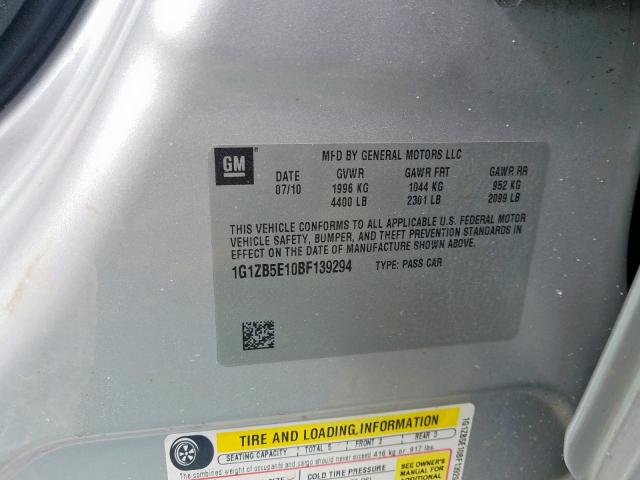 1G1ZB5E10BF139294 - 2011 CHEVROLET MALIBU LS  照片 10