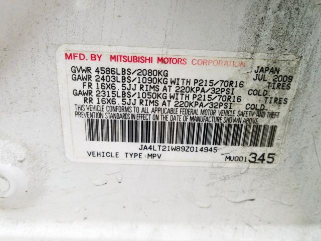 JA4LT21W89Z014945 - 2009 MITSUBISHI OUTLANDER ES  foto 10