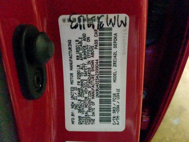 1NXBU4EE5AZ339044 - 2010 TOYOTA COROLLA BASE  foto 10