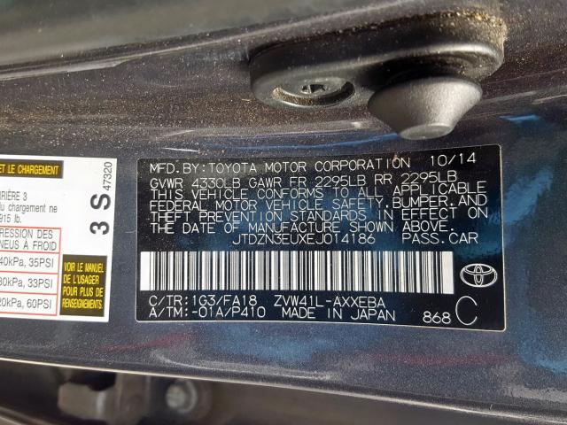 JTDZN3EUXEJ014186 - 2014 TOYOTA PRIUS V  photo 10