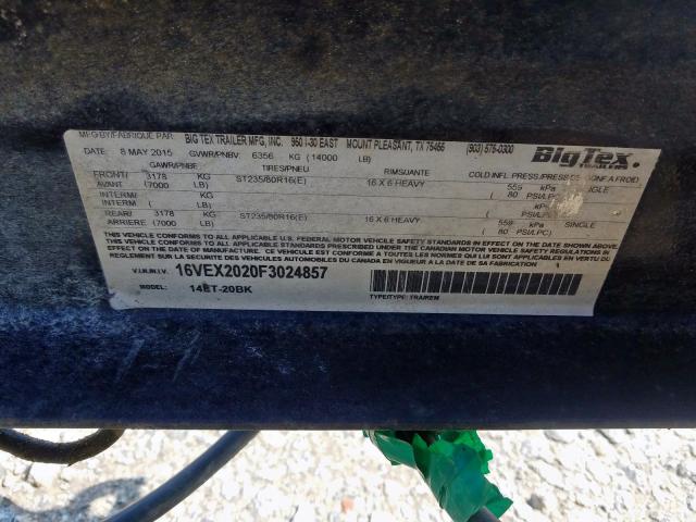 16VEX2020F3024857 - 2015 UTILITY TRAILER  ფოტო 10