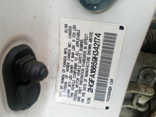 2HGFA16659H342174 - 2009 HONDA CIVIC LX-S  صورة 10