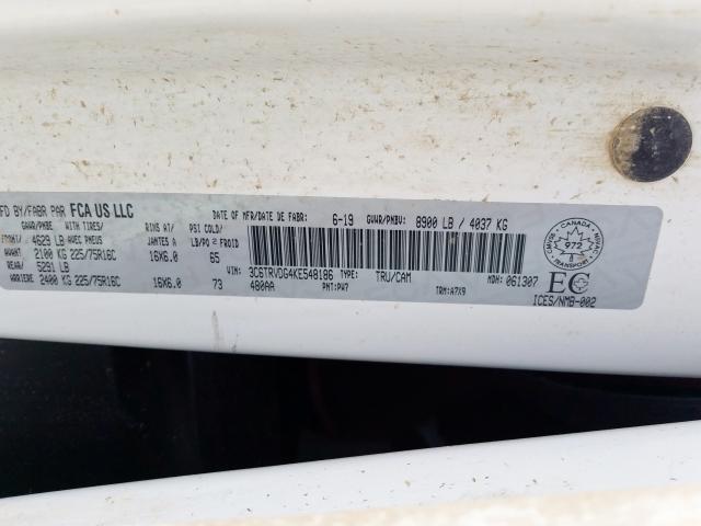 3C6TRVDG4KE548186 - 2019 RAM PROMASTER 2500 2500 HIGH  photo 10